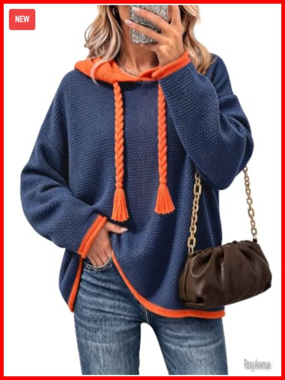 Oversized Hoodie Sweater Women's Cotton Blend Pullover Knit Top Fall Winter